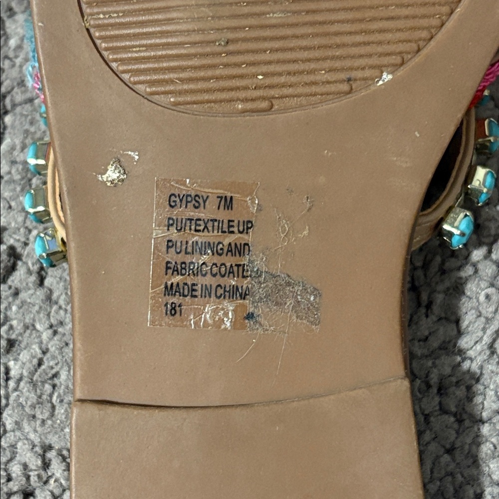 Steve Madden • Gypsy Colorful Boho Jewel Fringe Pom Pom Sandals - Picture 6 of 8